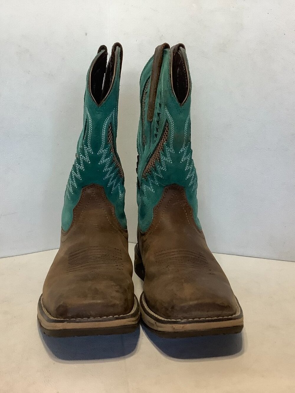 Women's Ariat Anthem VentTEK Boots Size 8 B Brown Turquoise Square Toe - Picture 5 of 12